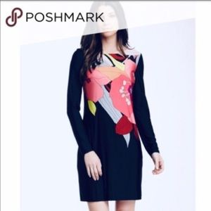 Trina Turk Long Sleeve Flower Printed Dress